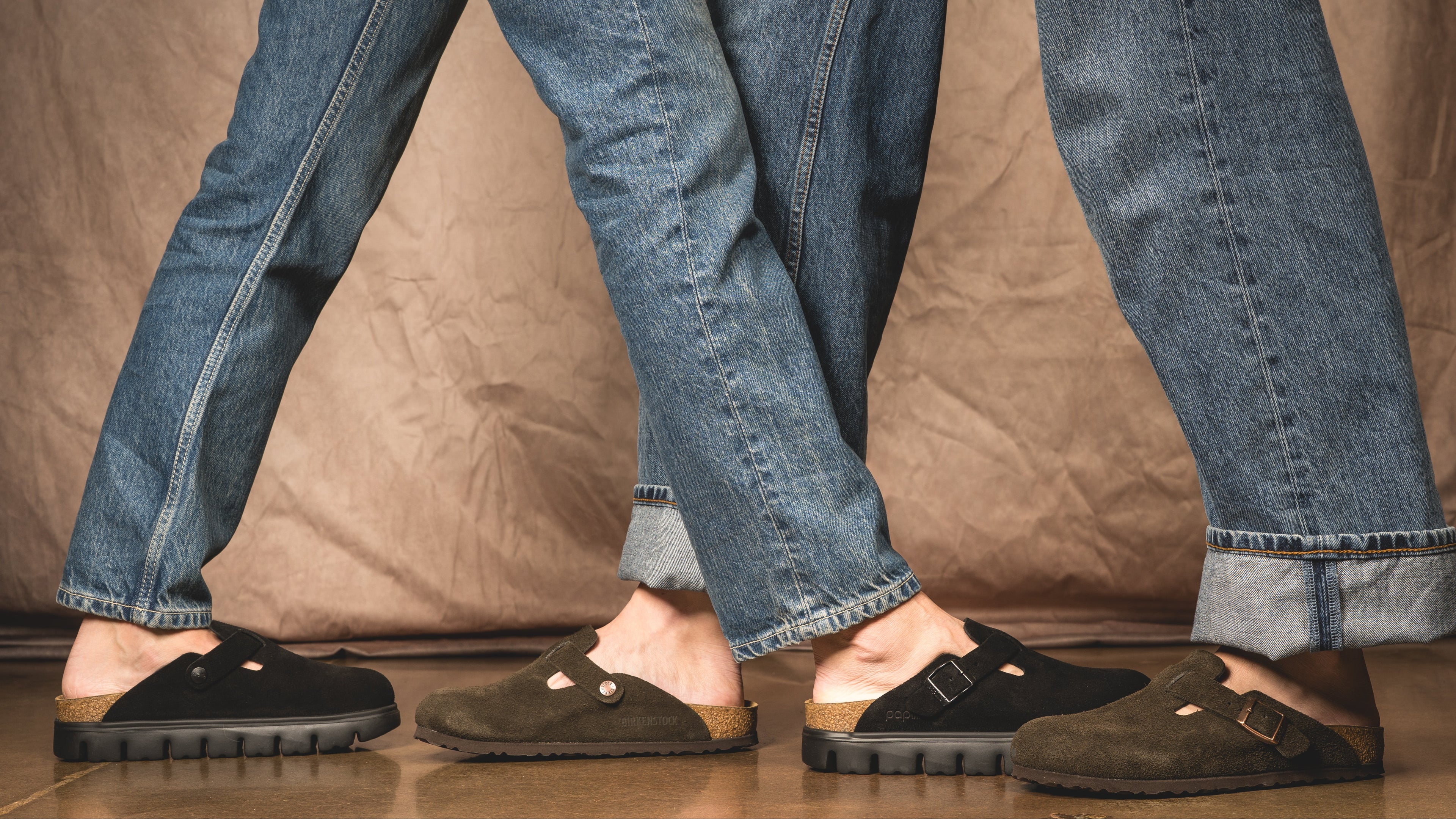 Birkenstock and Bestie. Boston chunky and Boston mocha suede.